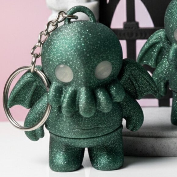 Cthulhu Sparkly Purse Charm Flexi Backpack Keychain Cryptid Trinket Flexi Toy - Picture 3 of 4